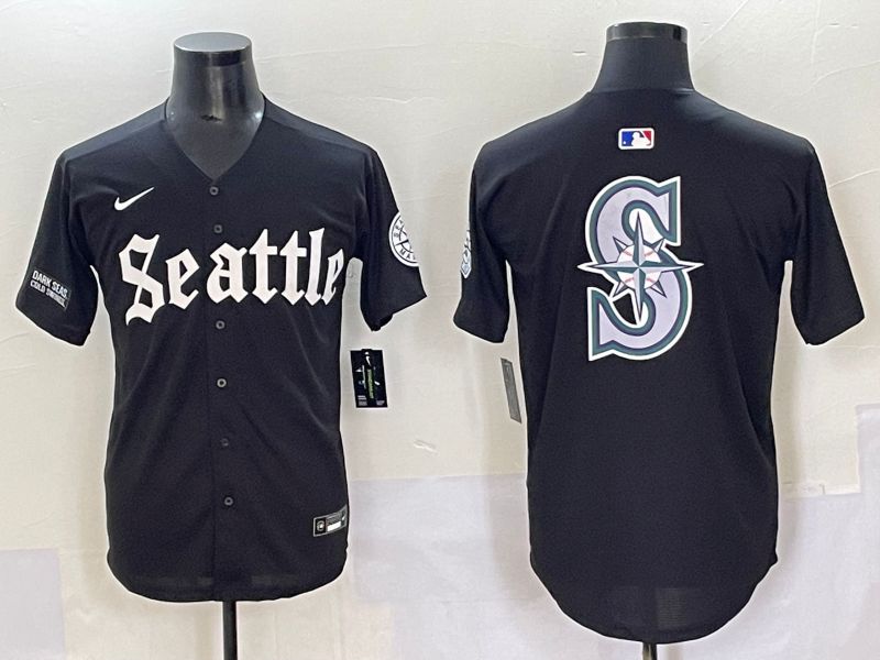 Men 2025 Seattle Mariners Blank black Five generations Joint Name Nike MLB Jersey style 15